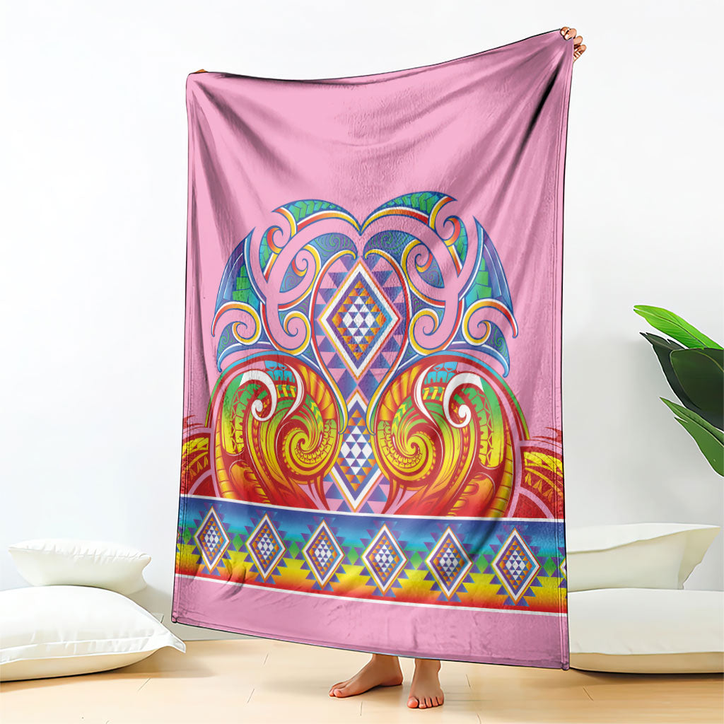 Rainbow Ngaru Taniko With Aotearoa Maori Tattoo Blanket