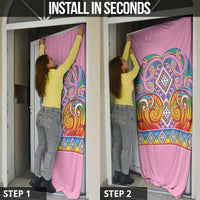 Rainbow Ngaru Taniko With Aotearoa Maori Tattoo Door Cover