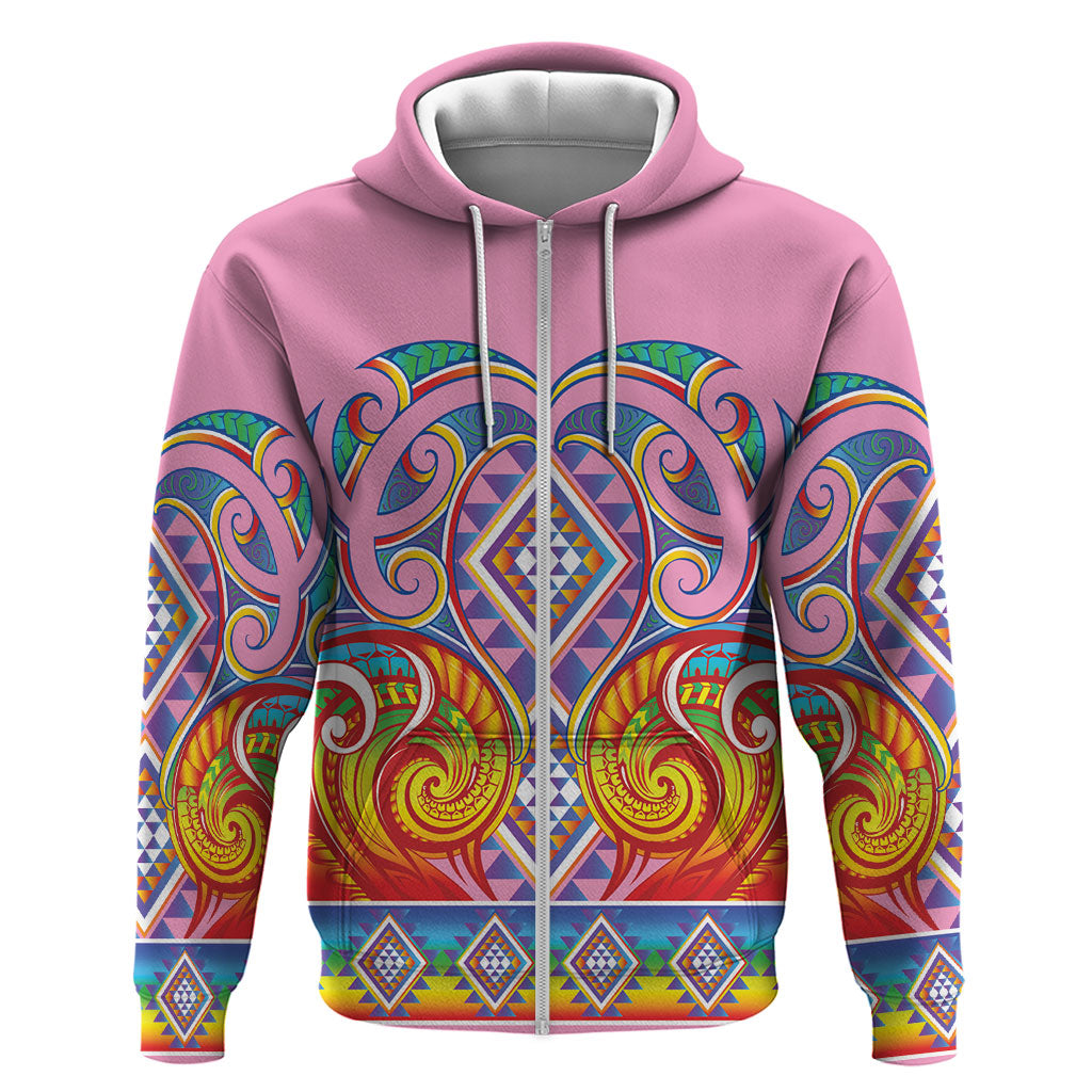 Rainbow Ngaru Taniko With Aotearoa Maori Tattoo Hoodie