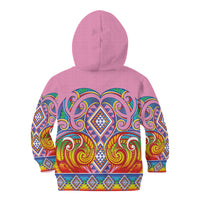Rainbow Ngaru Taniko With Aotearoa Maori Tattoo Kid Hoodie LT14 - Polynesian Pride