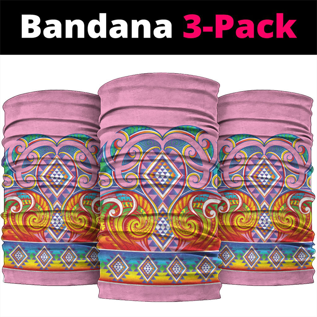 Rainbow Ngaru Taniko With Aotearoa Maori Tattoo Neck Gaiter