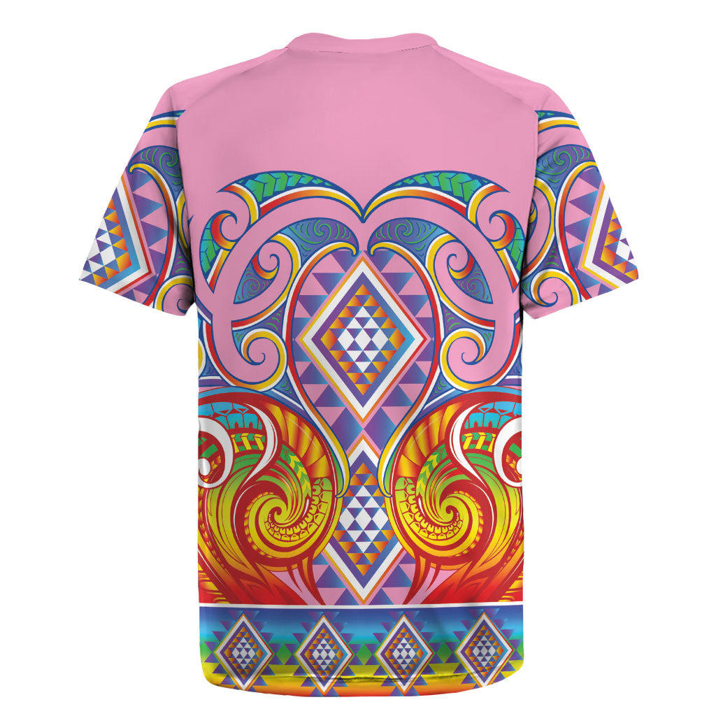Rainbow Ngaru Taniko With Aotearoa Maori Tattoo Rugby Jersey