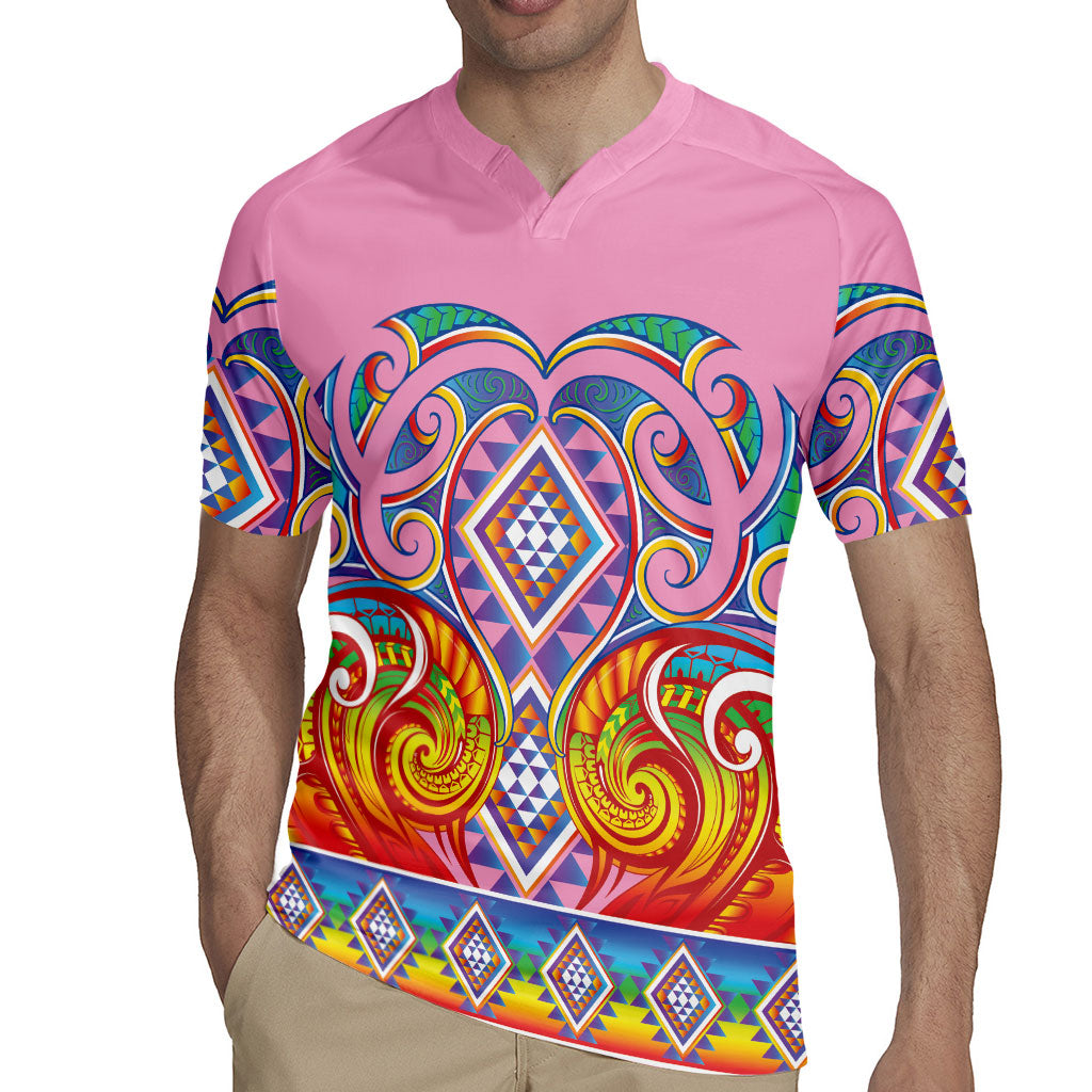 Rainbow Ngaru Taniko With Aotearoa Maori Tattoo Rugby Jersey