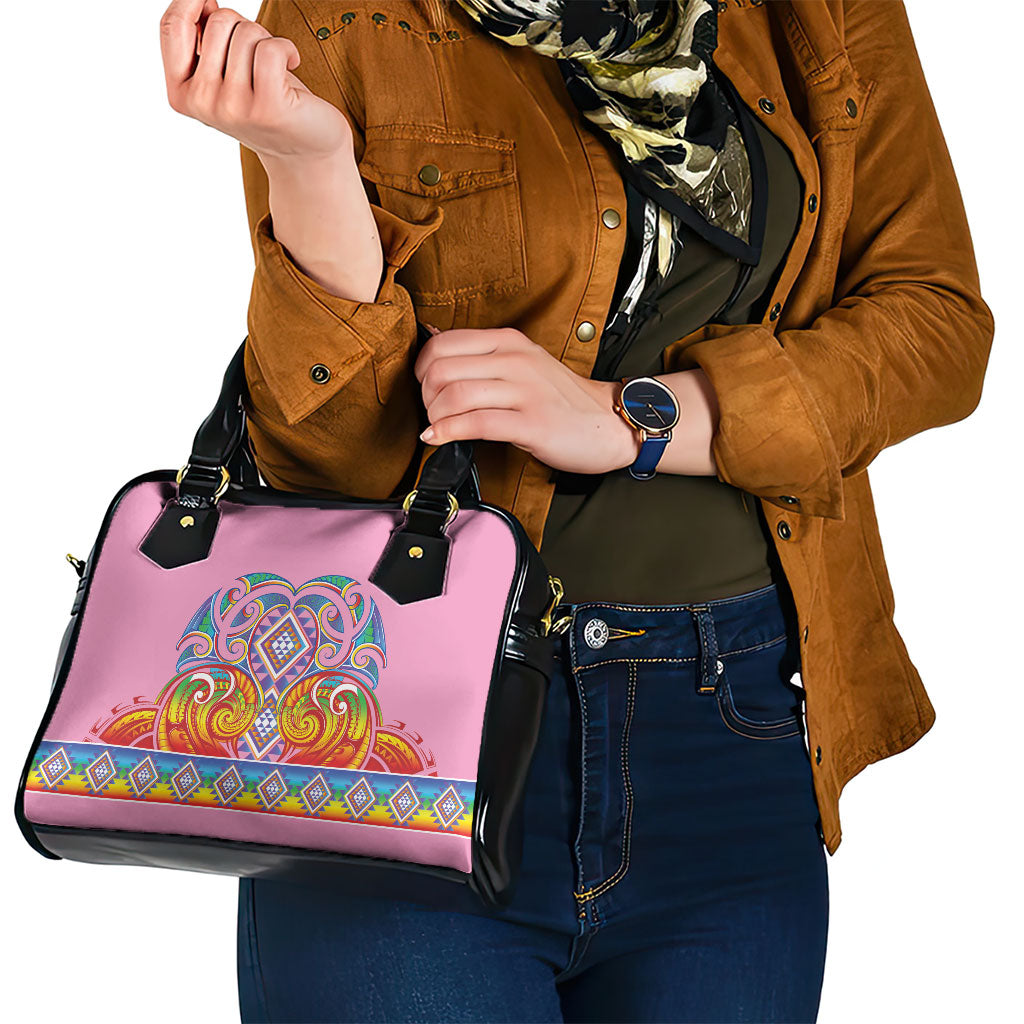 Rainbow Ngaru Taniko With Aotearoa Maori Tattoo Shoulder Handbag