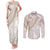 Polynesia Couples Matching Tank Maxi Dress and Long Sleeve Button Shirts Polynesian Tropical Flowers Beige Pastel Vibes LT14 Beige - Polynesian Pride