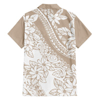 Polynesia Family Matching Off Shoulder Maxi Dress and Hawaiian Shirt Polynesian Tropical Flowers Beige Pastel Vibes LT14 - Polynesian Pride