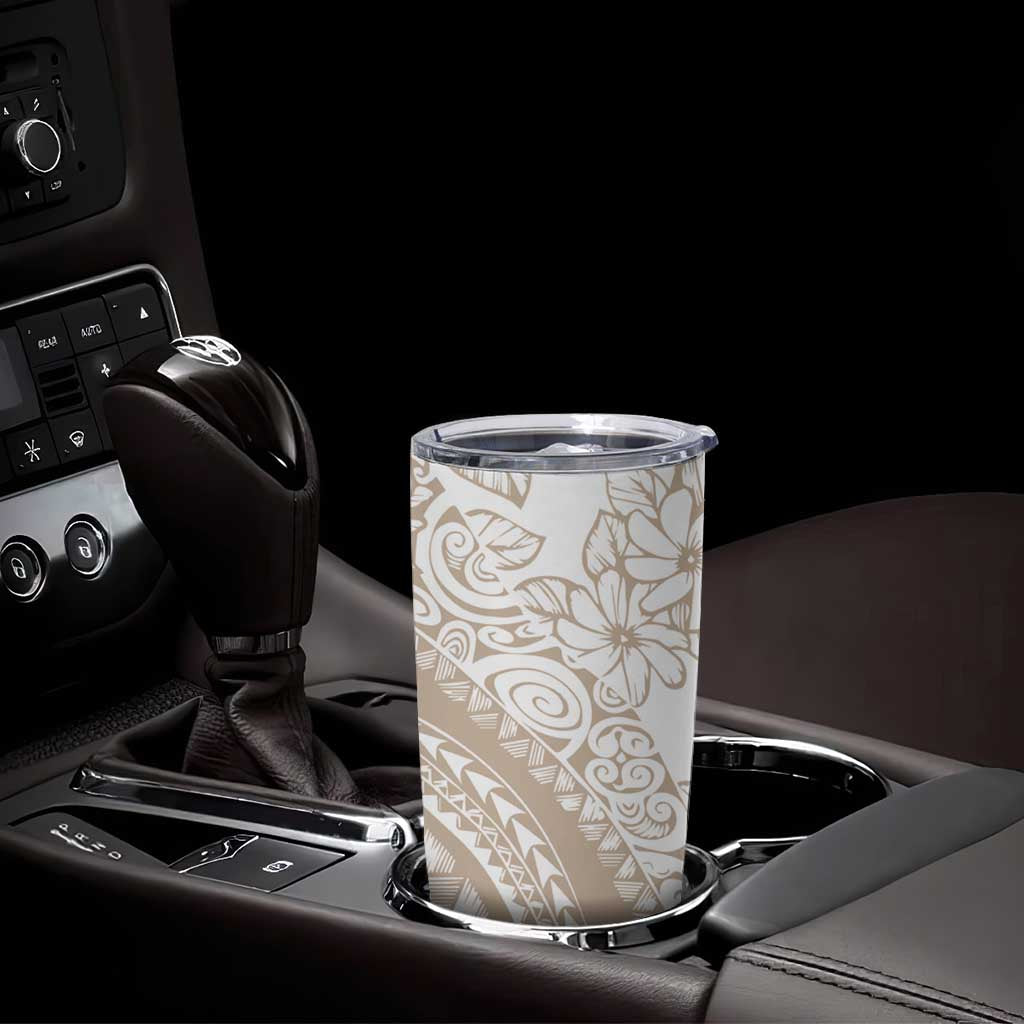 Polynesia Tumbler Cup Polynesian Tropical Flowers Begie Pastel Vibes