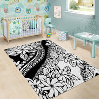 Polynesia Area Rug Polynesian Tropical Flowers Black Pastel Vibes LT14 - Polynesian Pride