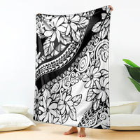 Polynesia Blanket Polynesian Tropical Flowers Black Pastel Vibes LT14 Black - Polynesian Pride