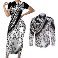 polynesia-couples-matching-short-sleeve-bodycon-dress-and-long-sleeve-button-shirts-polynesian-tropical-flowers-black-pastel-vibes
