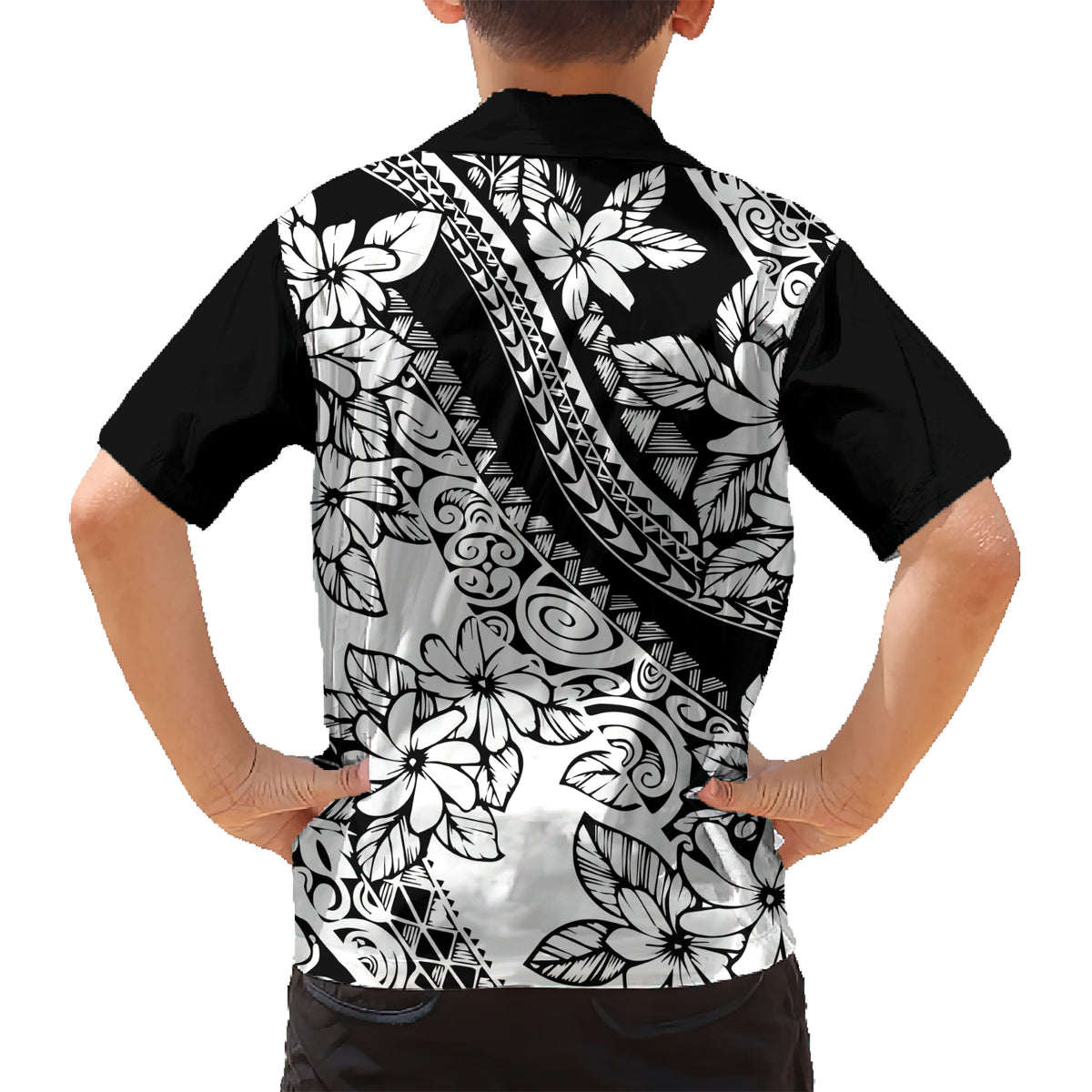 Polynesia Family Matching Short Sleeve Bodycon Dress and Hawaiian Shirt Polynesian Tropical Flowers Black Pastel Vibes LT14 - Polynesian Pride