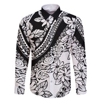 Polynesia Family Matching Short Sleeve Bodycon Dress and Hawaiian Shirt Polynesian Tropical Flowers Black Pastel Vibes LT14 Dad's Shirt - Long Sleeve Black - Polynesian Pride