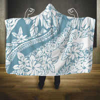 Polynesia Hooded Blanket Polynesian Tropical Flowers Blue Pastel Vibes LT14 One Size Blue - Polynesian Pride