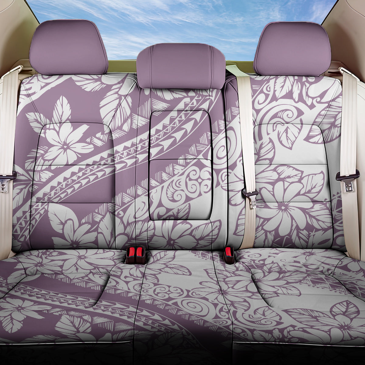 Polynesia Back Car Seat Cover Polynesian Tropical Flowers Purple Pastel Vibes LT14 One Size Purple - Polynesian Pride