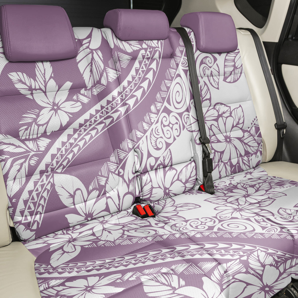 Polynesia Back Car Seat Cover Polynesian Tropical Flowers Purple Pastel Vibes LT14 - Polynesian Pride