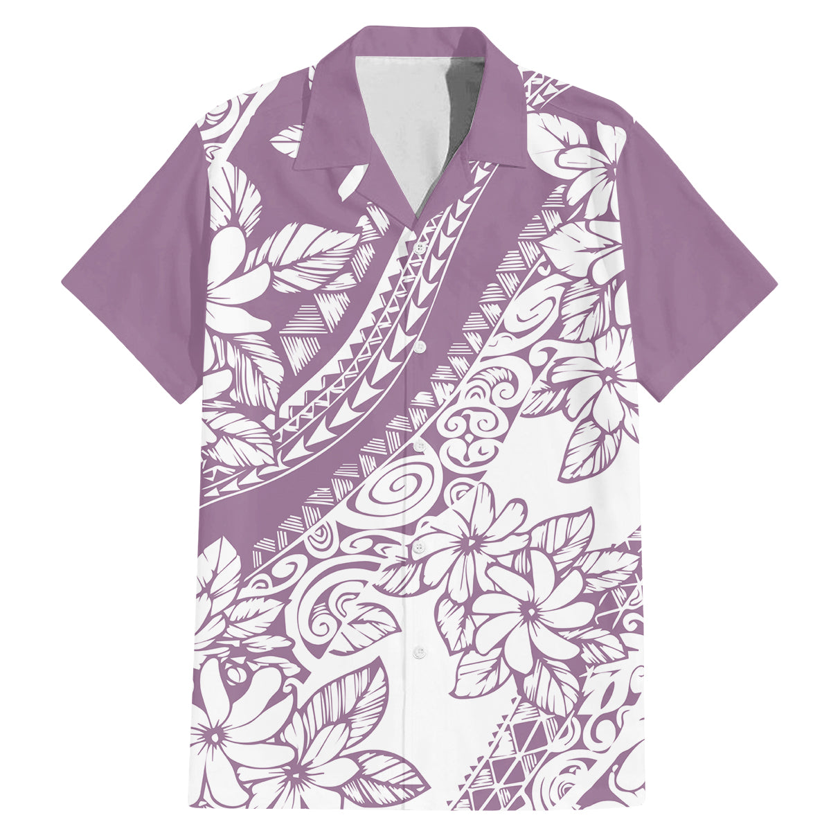 Polynesia Family Matching Mermaid Dress and Hawaiian Shirt Polynesian Tropical Flowers Purple Pastel Vibes LT14 Dad's Shirt - Short Sleeve Purple - Polynesian Pride