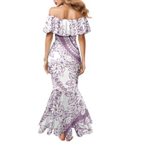 Polynesia Family Matching Mermaid Dress and Hawaiian Shirt Polynesian Tropical Flowers Purple Pastel Vibes LT14 - Polynesian Pride