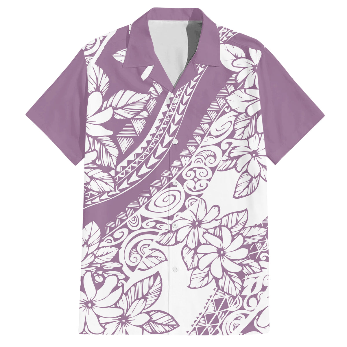 Polynesia Family Matching Short Sleeve Bodycon Dress and Hawaiian Shirt Polynesian Tropical Flowers Purple Pastel Vibes LT14 Dad's Shirt - Short Sleeve Purple - Polynesian Pride