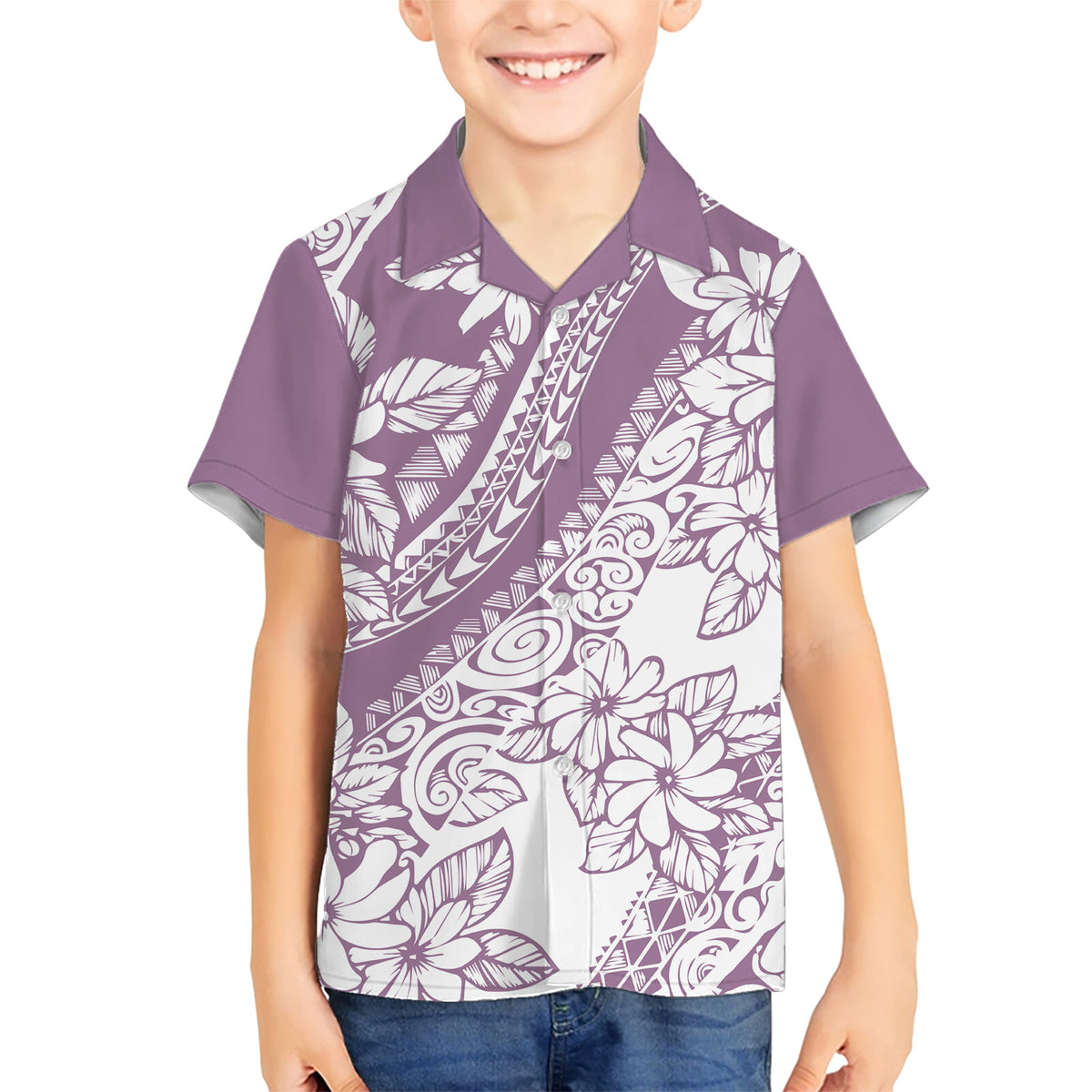 Polynesia Family Matching Short Sleeve Bodycon Dress and Hawaiian Shirt Polynesian Tropical Flowers Purple Pastel Vibes LT14 Son's Shirt Purple - Polynesian Pride