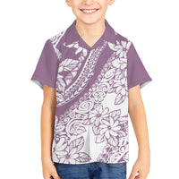 Polynesia Family Matching Short Sleeve Bodycon Dress and Hawaiian Shirt Polynesian Tropical Flowers Purple Pastel Vibes LT14 Son's Shirt Purple - Polynesian Pride