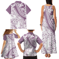 Polynesia Family Matching Tank Maxi Dress and Hawaiian Shirt Polynesian Tropical Flowers Purple Pastel Vibes LT14 - Polynesian Pride