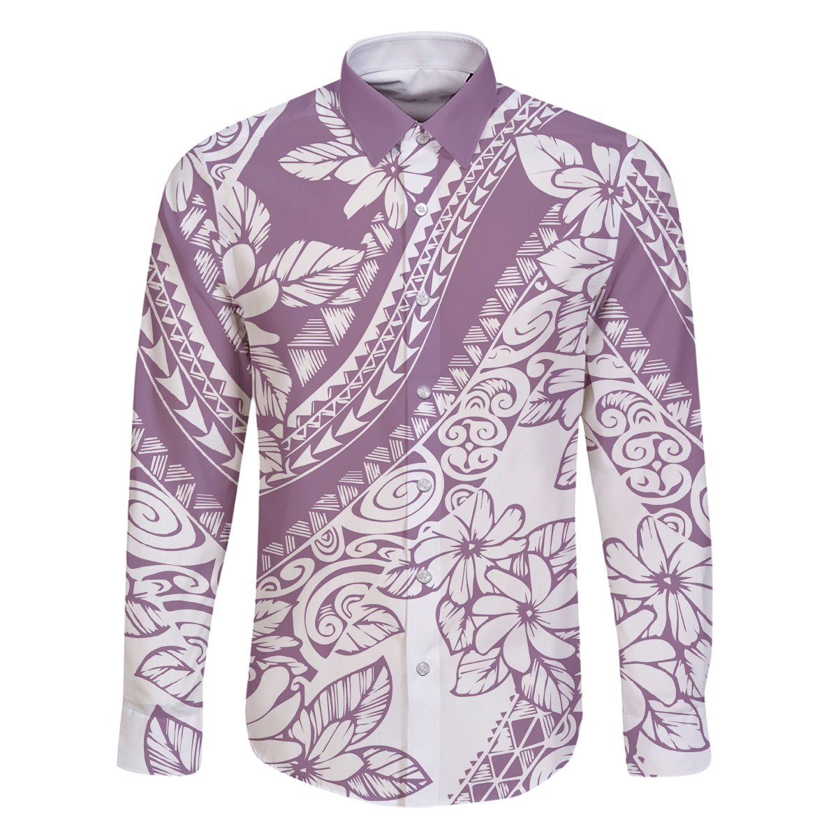 Polynesia Family Matching Tank Maxi Dress and Hawaiian Shirt Polynesian Tropical Flowers Purple Pastel Vibes LT14 Dad's Shirt - Long Sleeve Purple - Polynesian Pride