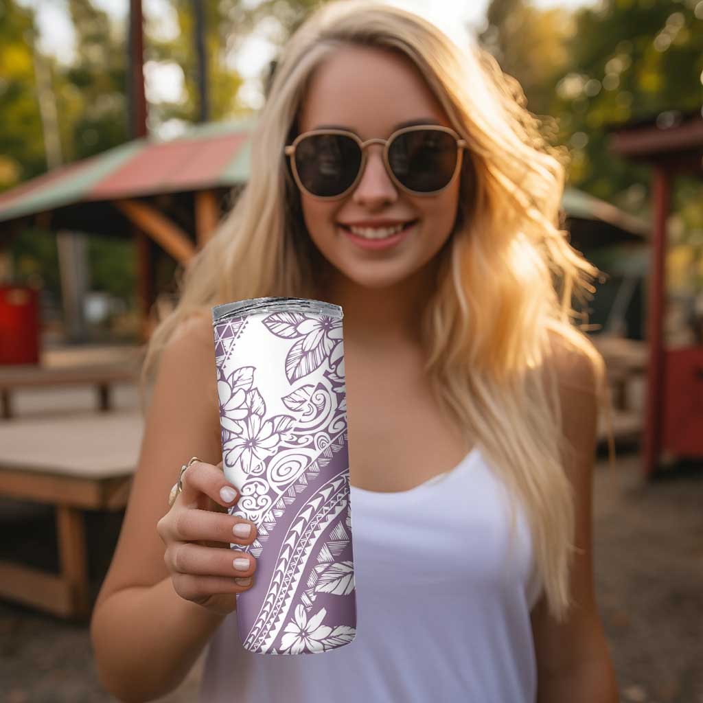 Polynesia Skinny Tumbler Polynesian Tropical Flowers Purple Pastel Vibes