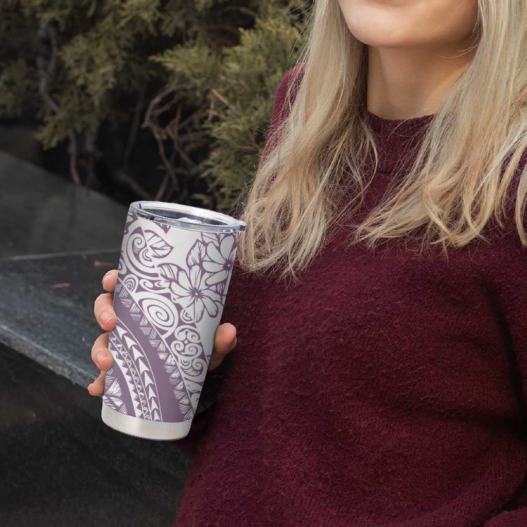 Polynesia Tumbler Cup Polynesian Tropical Flowers Purple Pastel Vibes LT14 - Polynesian Pride