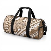 Beige Bula Fiji Duffle Bag Fijian Language Week Tapa Cloth - Pastel LT14 - Polynesian Pride
