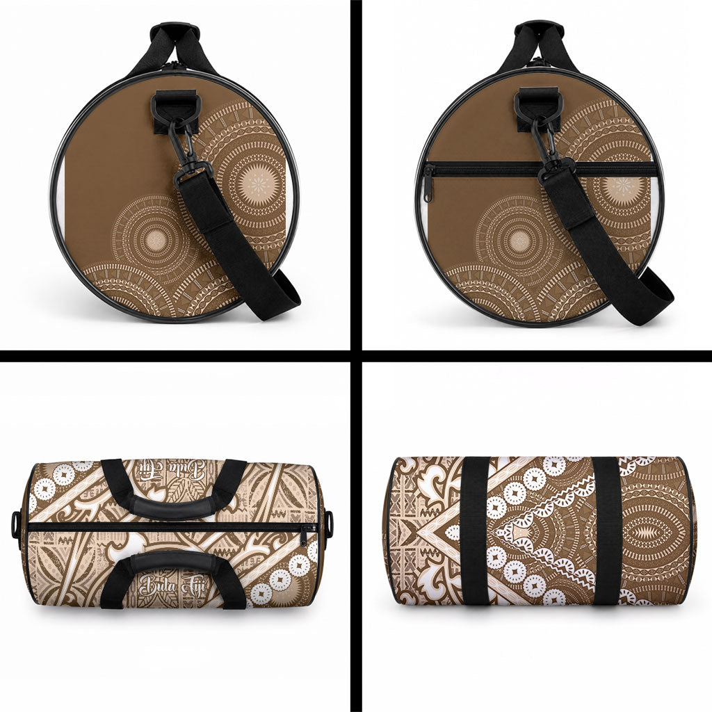 Beige Bula Fiji Duffle Bag Fijian Language Week Tapa Cloth - Pastel LT14 - Polynesian Pride