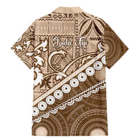 Beige Bula Fiji Family Matching Mermaid Dress and Hawaiian Shirt Fijian Language Week Tapa Cloth - Pastel LT14 - Polynesian Pride