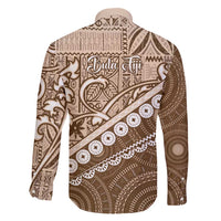 Beige Bula Fiji Family Matching Tank Maxi Dress and Hawaiian Shirt Fijian Language Week Tapa Cloth - Pastel LT14 - Polynesian Pride