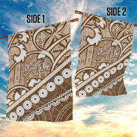 Beige Bula Fiji Garden Flag Fijian Language Week Tapa Cloth - Pastel