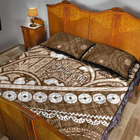 Beige Bula Fiji Quilt Bed Set Fijian Language Week Tapa Cloth - Pastel