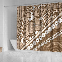 Beige Bula Fiji Shower Curtain Fijian Language Week Tapa Cloth - Pastel LT14 - Polynesian Pride