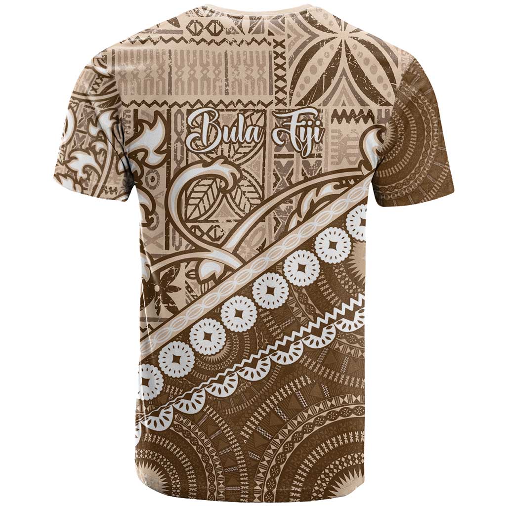 Beige Bula Fiji T Shirt Fijian Language Week Tapa Cloth - Pastel