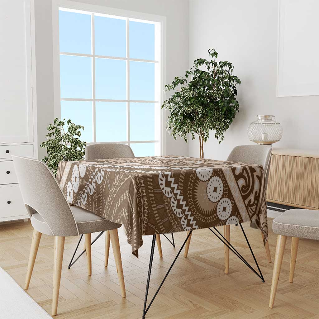 Beige Bula Fiji Tablecloth Fijian Language Week Tapa Cloth - Pastel