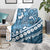 Blue Bula Fiji Blanket Fijian Language Week Tapa Cloth - Pastel