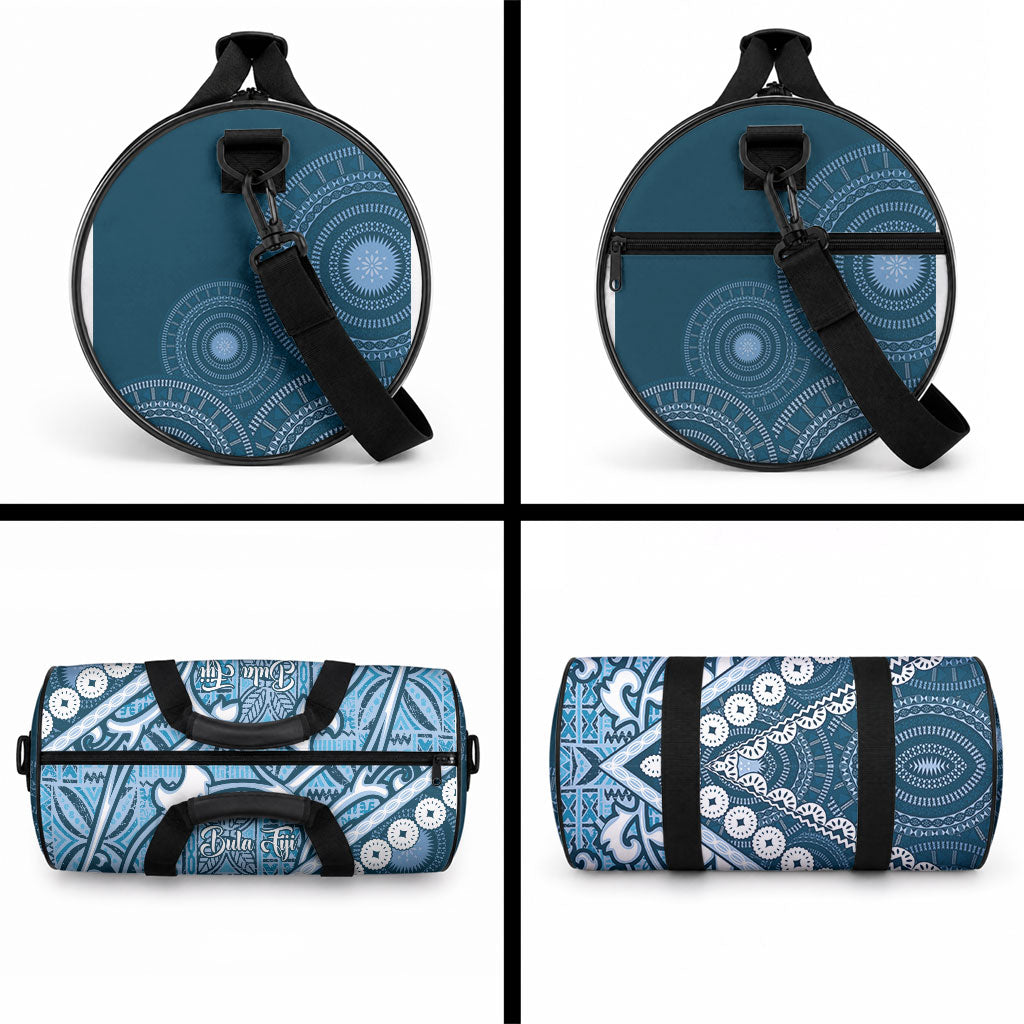 Blue Bula Fiji Duffle Bag Fijian Language Week Tapa Cloth - Pastel LT14 - Polynesian Pride
