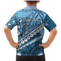 Blue Bula Fiji Family Matching Mermaid Dress and Hawaiian Shirt Fijian Language Week Tapa Cloth - Pastel LT14 - Polynesian Pride