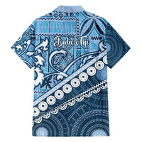 Blue Bula Fiji Family Matching Puletasi and Hawaiian Shirt Fijian Language Week Tapa Cloth - Pastel LT14 - Polynesian Pride