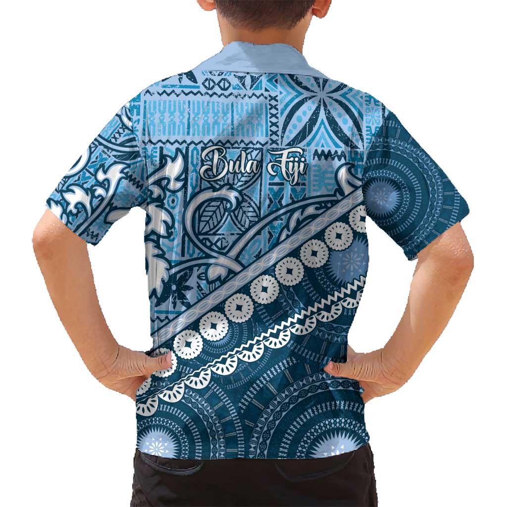 Blue Bula Fiji Family Matching Summer Maxi Dress and Hawaiian Shirt Fijian Language Week Tapa Cloth - Pastel LT14 - Polynesian Pride