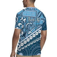 Blue Bula Fiji Rugby Jersey Fijian Language Week Tapa Cloth - Pastel