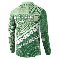 Green Bula Fiji Button Sweatshirt Fijian Language Week Tapa Cloth - Pastel