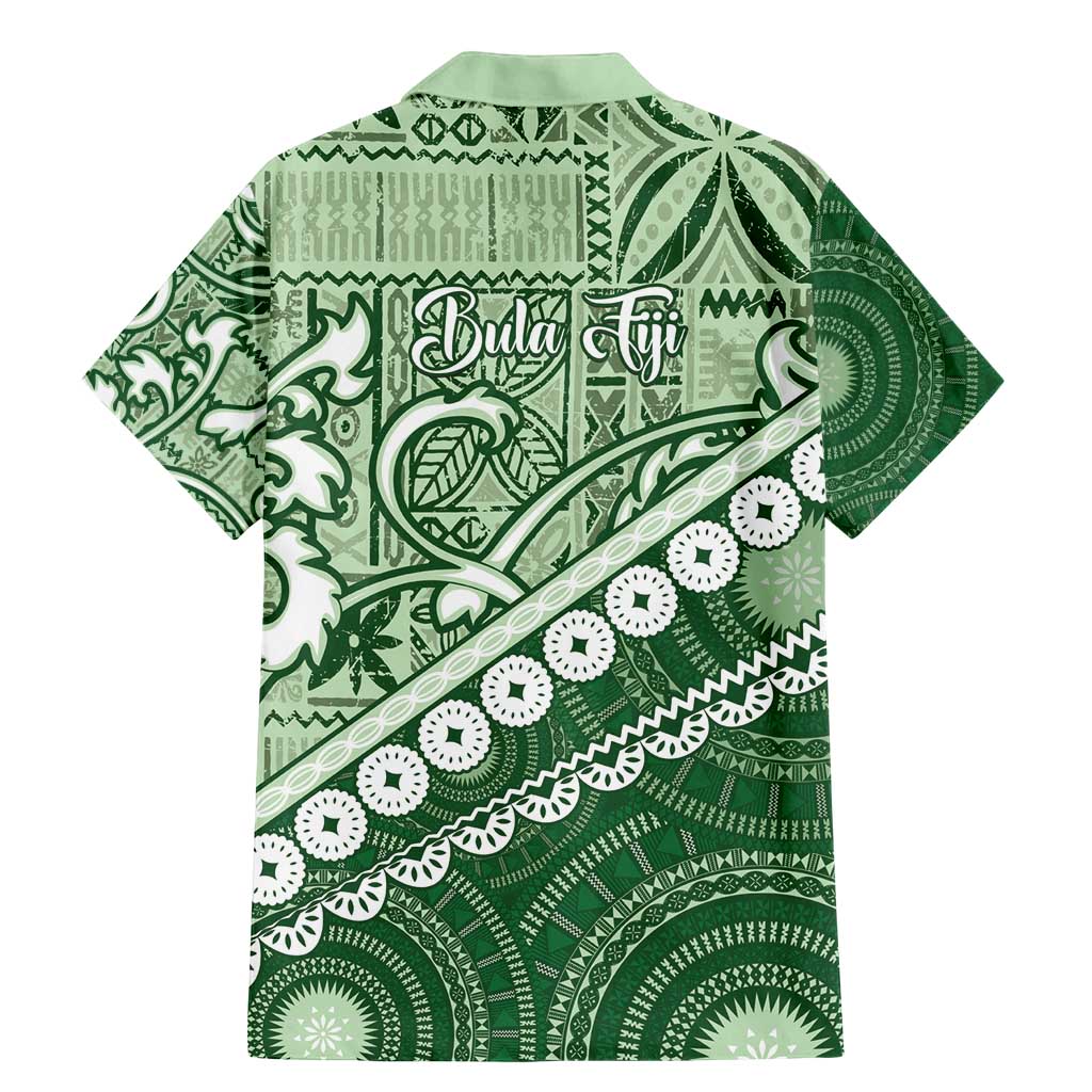 Green Bula Fiji Family Matching Mermaid Dress and Hawaiian Shirt Fijian Language Week Tapa Cloth - Pastel LT14 - Polynesian Pride