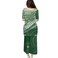 Green Bula Fiji Family Matching Puletasi and Hawaiian Shirt Fijian Language Week Tapa Cloth - Pastel LT14 - Polynesian Pride