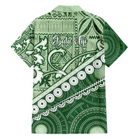 Green Bula Fiji Family Matching Summer Maxi Dress and Hawaiian Shirt Fijian Language Week Tapa Cloth - Pastel LT14 - Polynesian Pride