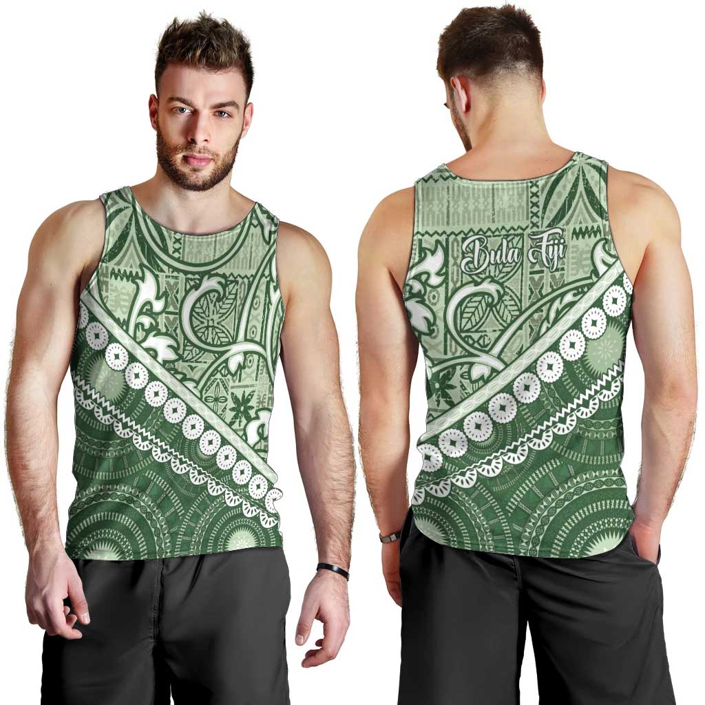 Green Bula Fiji Men Tank Top Fijian Language Week Tapa Cloth - Pastel