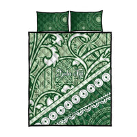 Green Bula Fiji Quilt Bed Set Fijian Language Week Tapa Cloth - Pastel