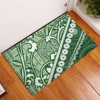 Green Bula Fiji Rubber Doormat Fijian Language Week Tapa Cloth - Pastel